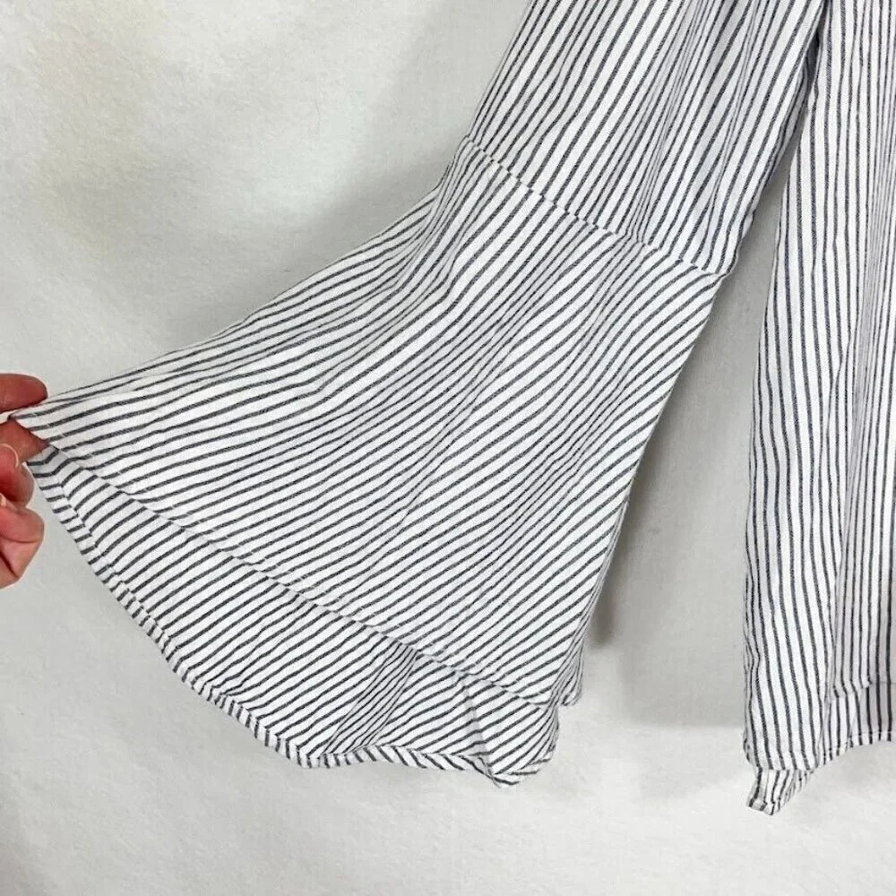 BP Stripe Button Down Shirt Lightweight Boho Soft Retro Academia Grandma Chic XL